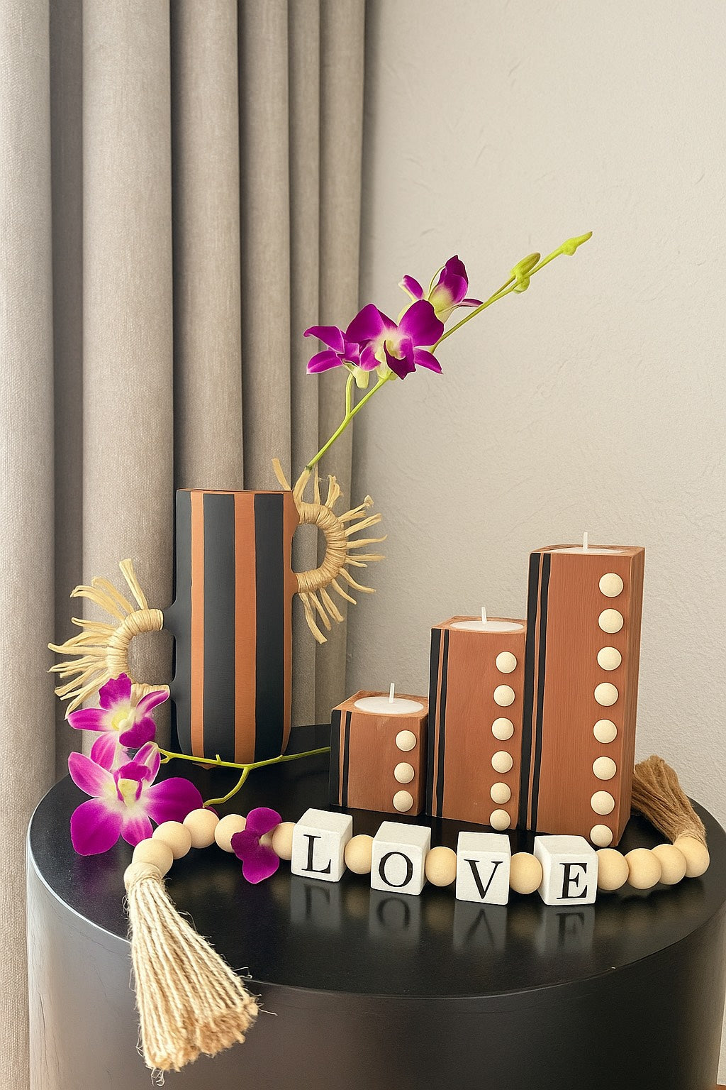 Solara Stripes – Handcrafted teracotta Vase Set
