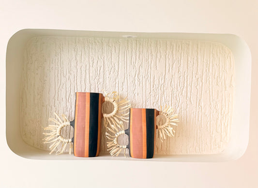 Solara Stripes – Handcrafted teracotta Vase Set